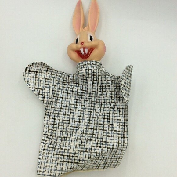 Vintage 60s Warner Bros Rubber Bugs Bunny Puppets Plastic Seven Arts Lot 2 - Picture 8 of 10